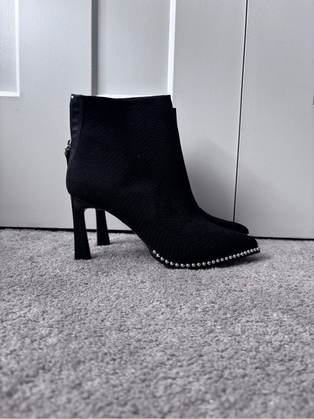 BCBGeneration Black Studded Pointed Toe Ankle Boots